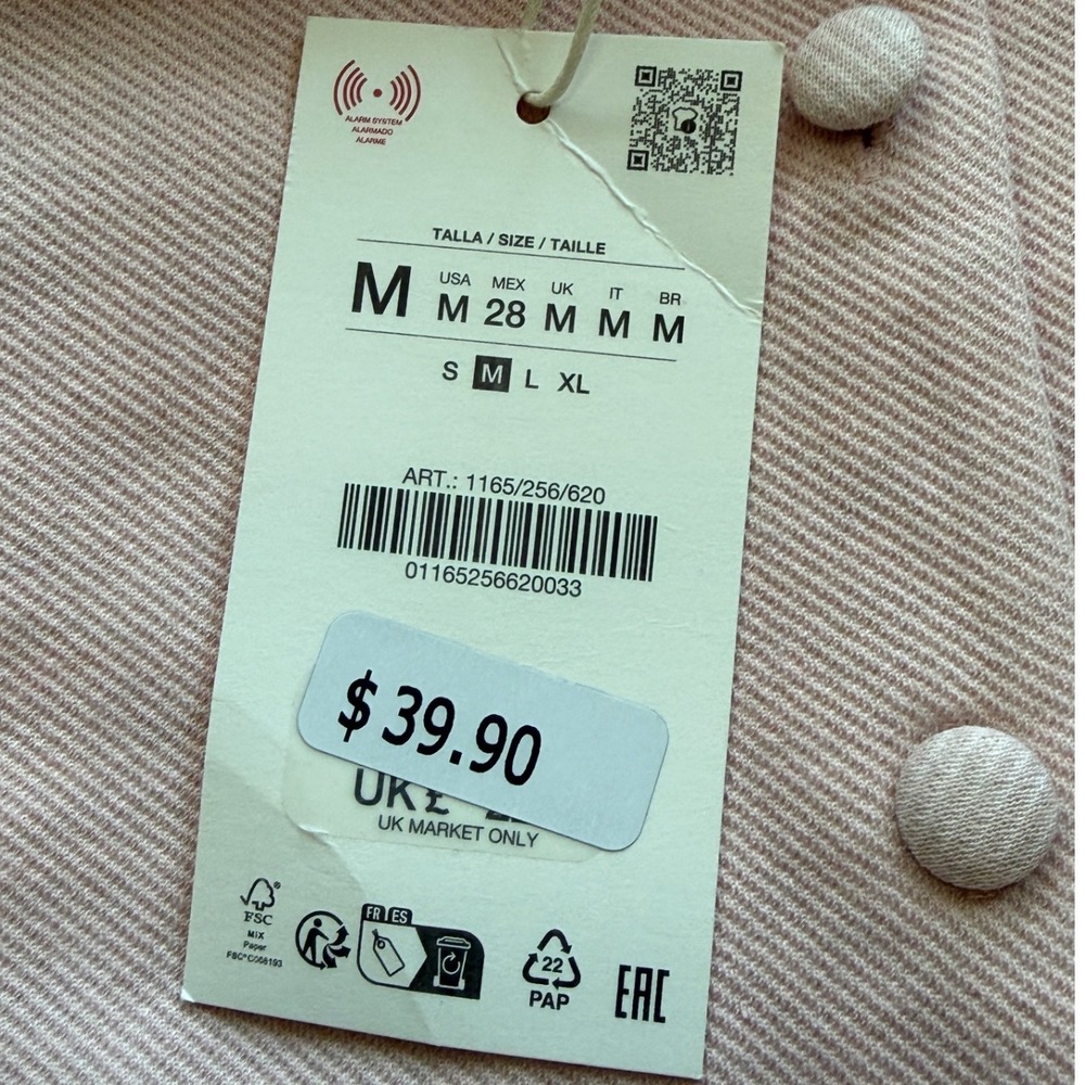 Zara Womens Pink Textured Button Front Crop Top Spaghetti Strap  NWT's - Picture 4 of 7